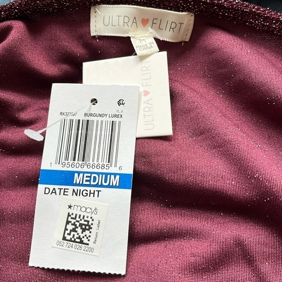 NEW Ultra Flirt Long Sleeve Top Burgundy with Sparkle Size M - Picture 8 of 10